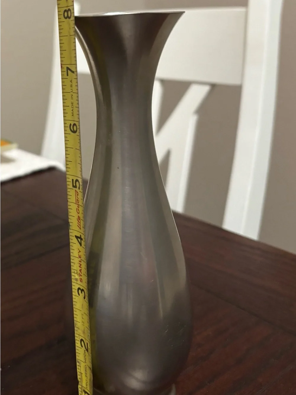 Sleek Pewter Metal Vase - Home Accents